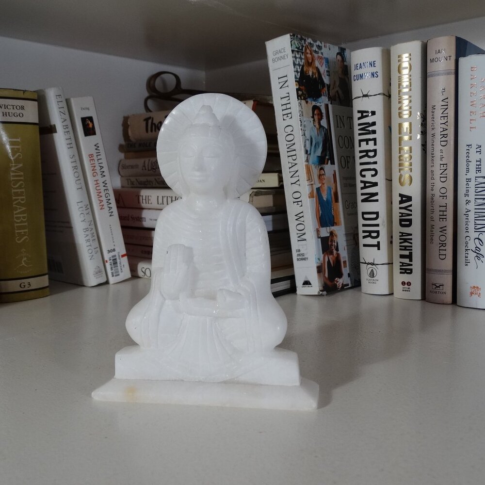 Meditation Handmade Marble Buddha Statue - Lord Buddha Blessing Statue Good Luck